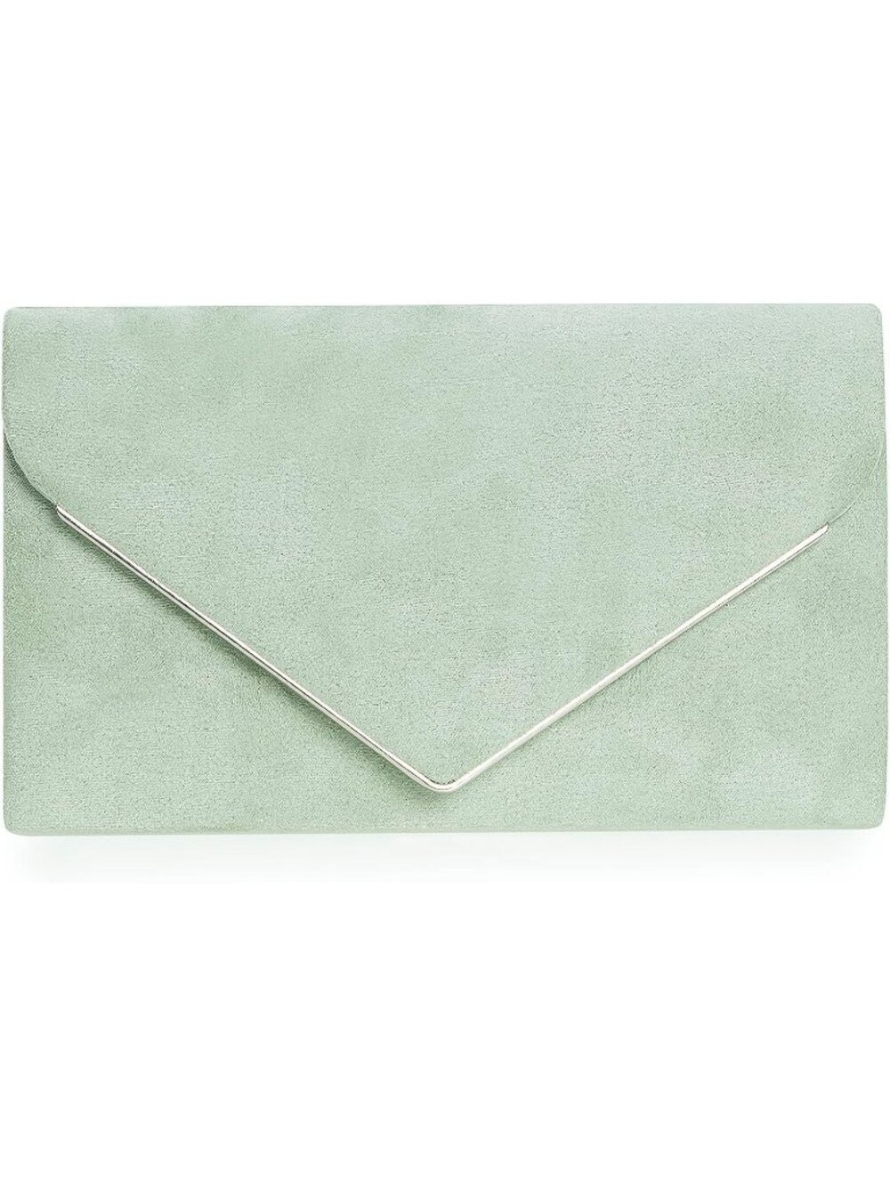 👜 Women's Mint Faux Suede Clutch Bag Elegant Metal Binding Evening Purse
